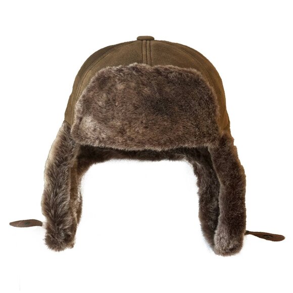 Shearling Sheepskin Leather Trapper Hat Aviator winter hat Ushanka with ear flap - Picture 2 of 8